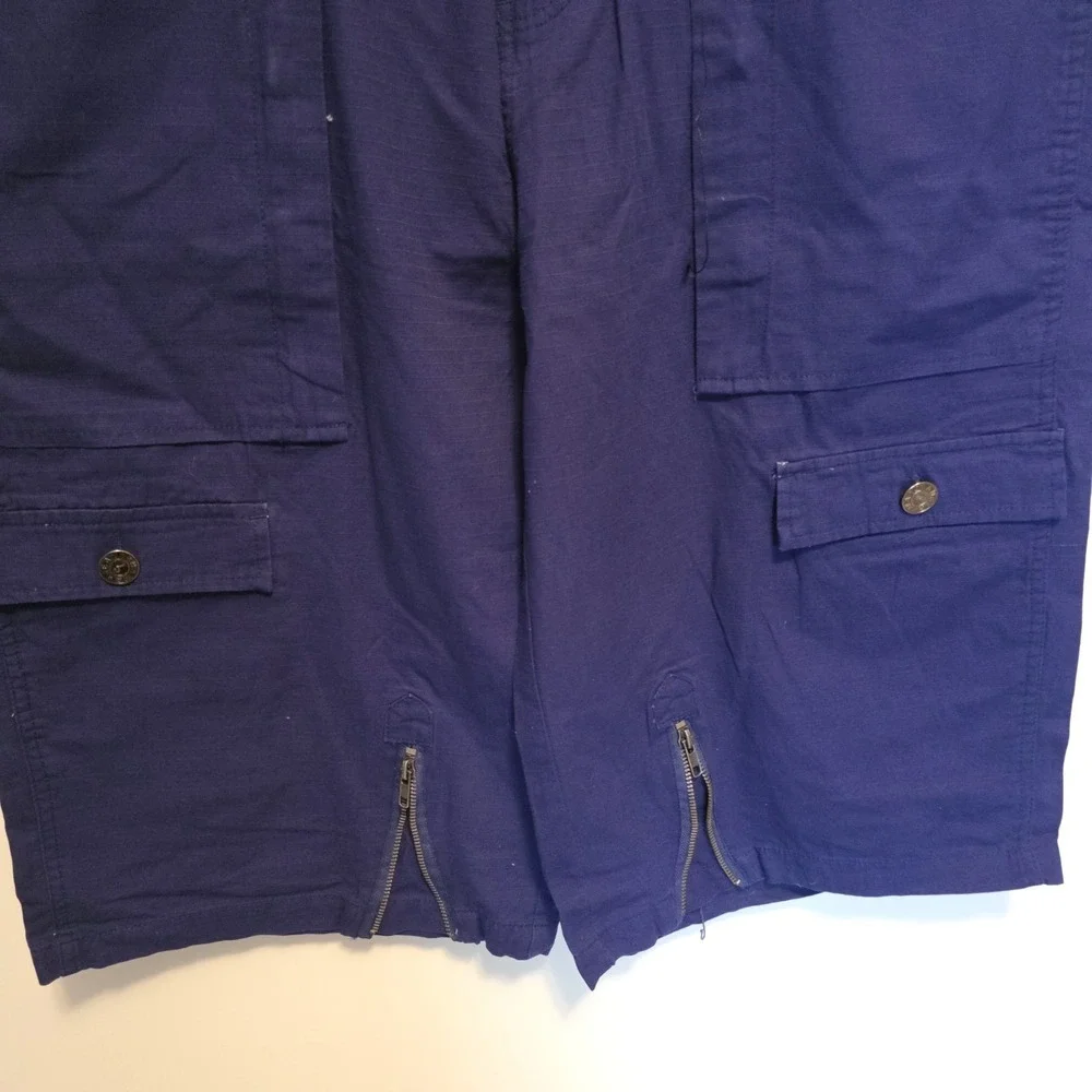 Vintage Hama Cargo Shorts Skater Baggy Combat Navy Blue Belted 36/17 NEW NWOT